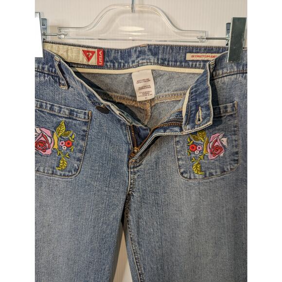 Vintage Y2K Guess jeans Low Rise Flares Embroidered Front Pockets Size 31 Womens - Picture 5 of 10
